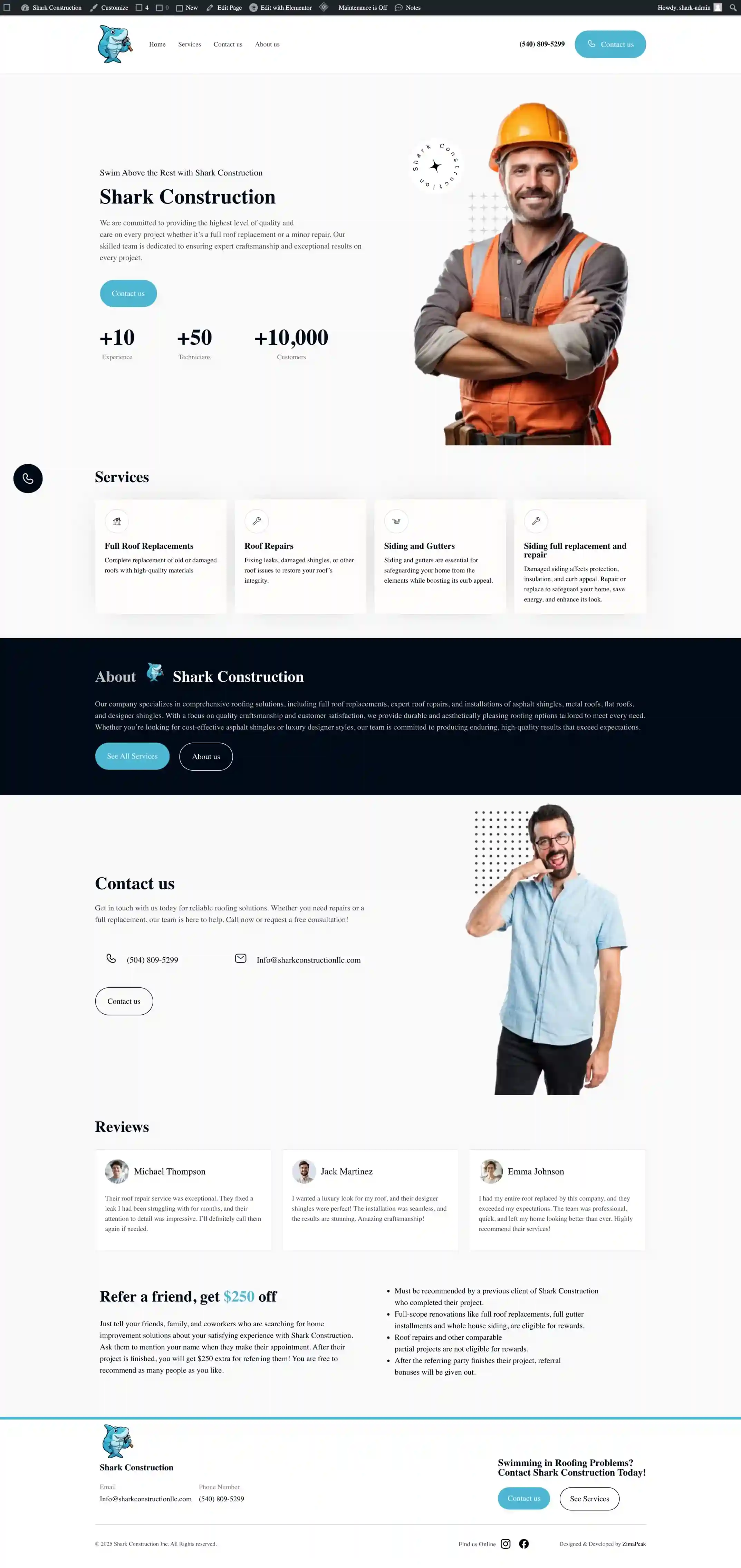 Website built for sharkconstructionllc.com