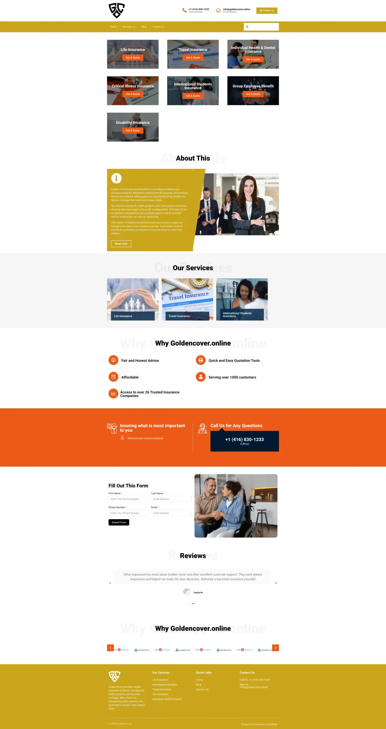 Golden Cover website design