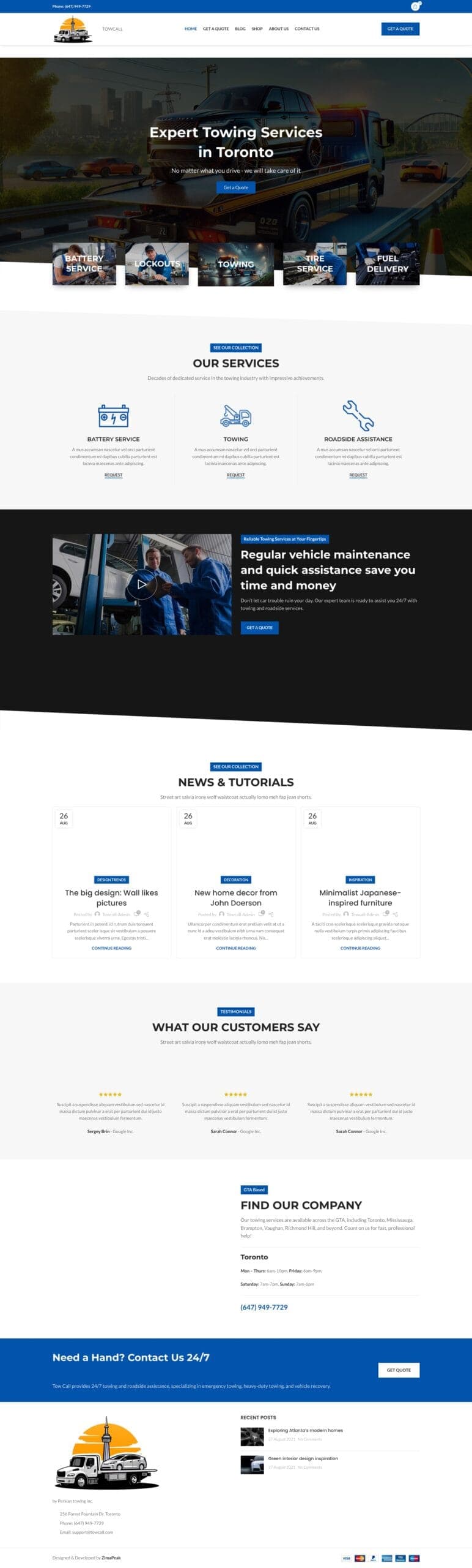 Towcall website design